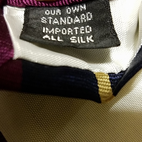 Ben Silver tie Navy Blue Yellow Diagonal stripes - Picture 3 of 4